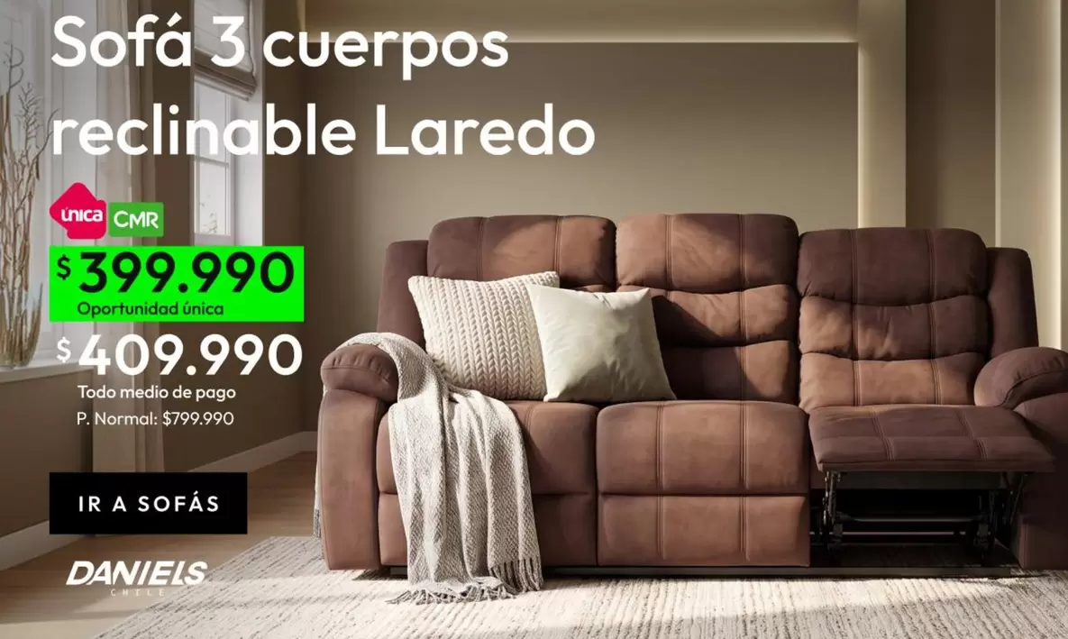 M&H - Sofa 3 Cuerpos Reclinable Laredo