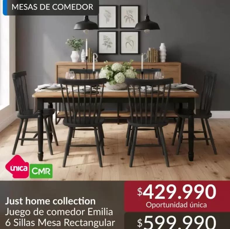 Juego De Comedor Emilia 6 Sillas Mesa Rectangular