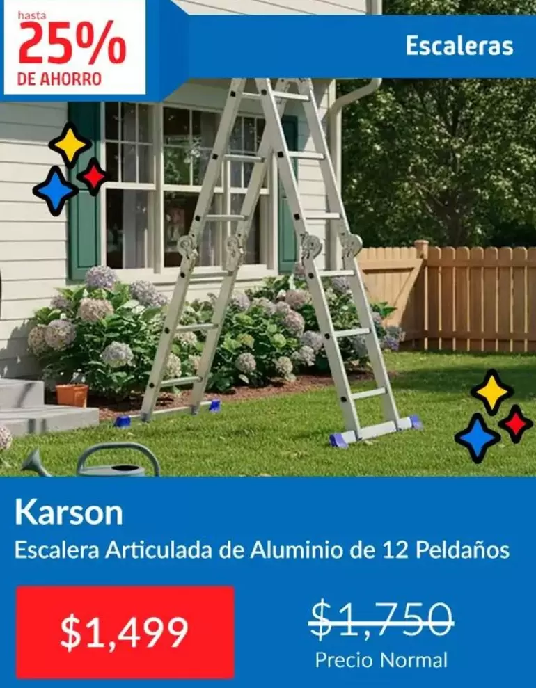 Escalera Articulada De Aluminio De 12 Peldanos