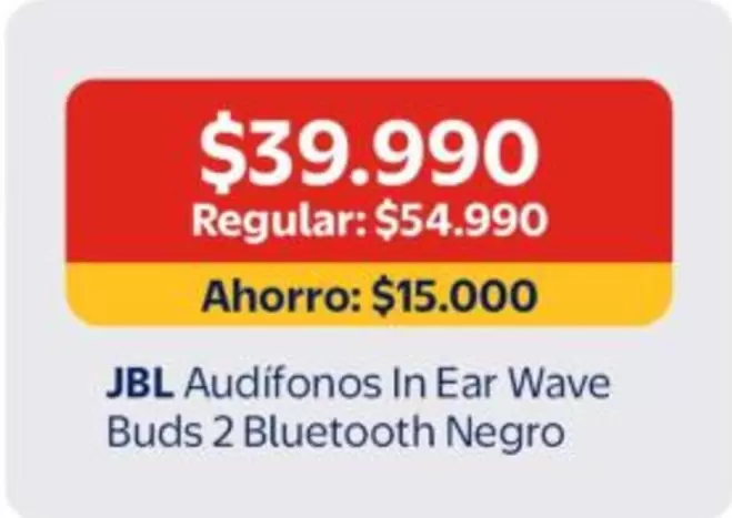 JBL - Audifonos In Ear Wave Buds 2 Bluetooth Negro