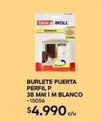Tesa - Burlete Puerta Perfil P 38 Mm 1 M Blanco
