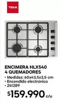 Teka - Encimera Hlx540 4 Quemadores