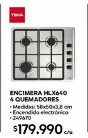 Teka - Encimera Hlx640 4 Quemadores