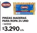 Virutex - Pinzas Maderas Para Ropa 24 Und
