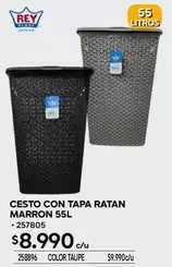 Rey - Cesto Con Tapa Ratan Marron