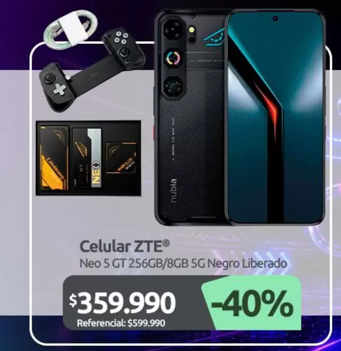 ZTE - Celular Neo 5 Gt 256gb/8gb 5g Negro Liberado