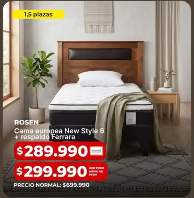 Rosen - Cama Europea New Style 6 + Respelado Ferrara
