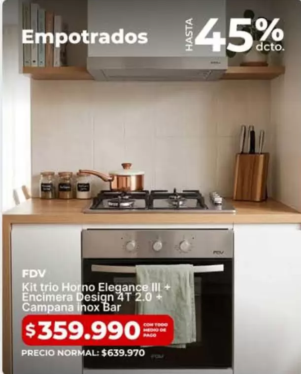 FDV - Kit Trio Horno Elegance Iii + Encimera Design 4T 2 + Campana Hox Bar