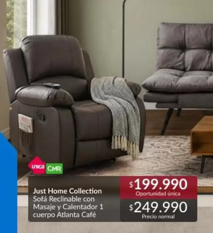 Just Home Collection Sofa Reclinabile Con Maseja Y Calentador 1 Cuerpo