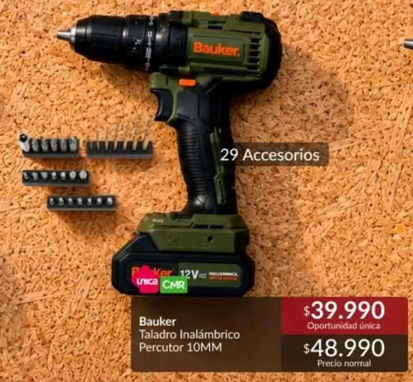 Bauker - Taladro Inalámbrico Percutor 10MM