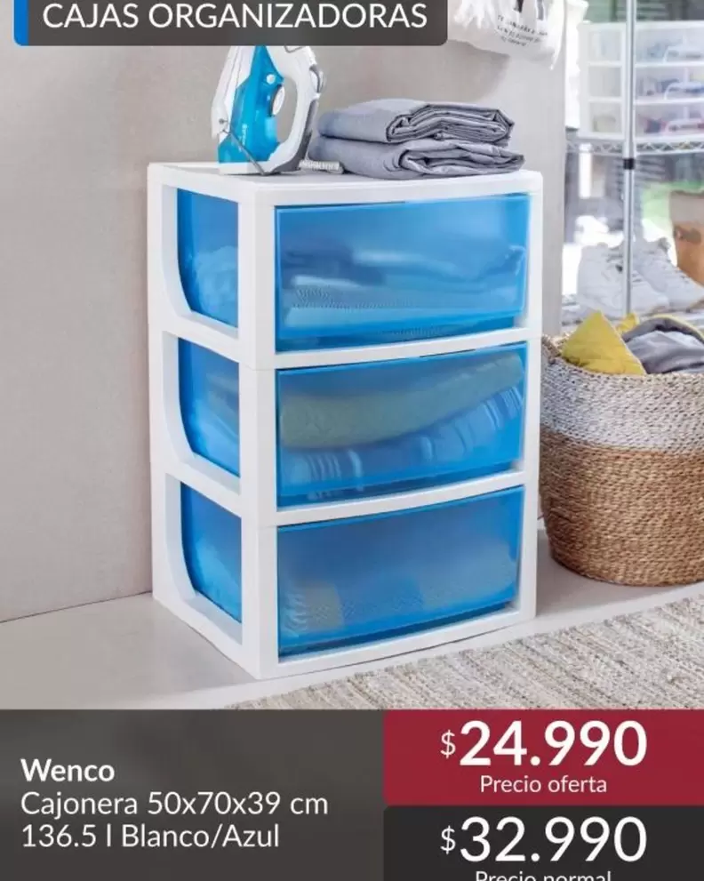 Wenco - Cajonera 50x70x39 Cm 136.5 Blanco/ Azul