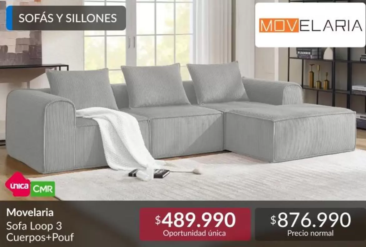 Movelaria Sofa Loop 3 Cuerpos-Pouf