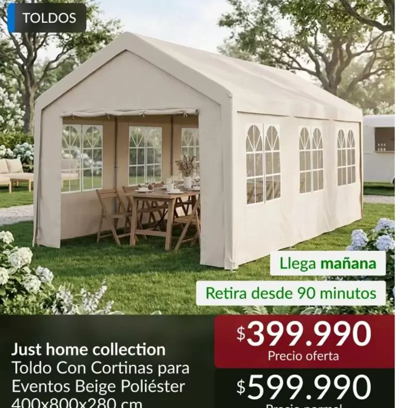 Just Home Collection Coldo Con Cortinas Para Evontos Beige Poliester