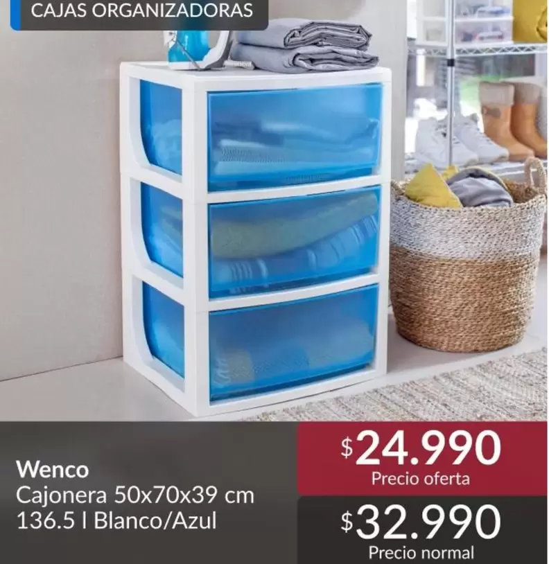 Wenco - Cajonera 50x70x39 Cm 136.5 I Blanco/Azul