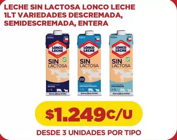 Lonco Leche - Leche Sin Lactosa 1lt Variedades Descremada, Semidescremada, Entera