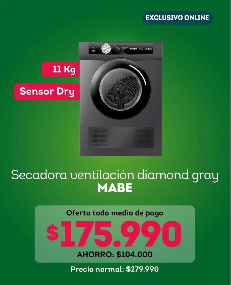 Mabe - Secadora Ventilacion Diamond Gray