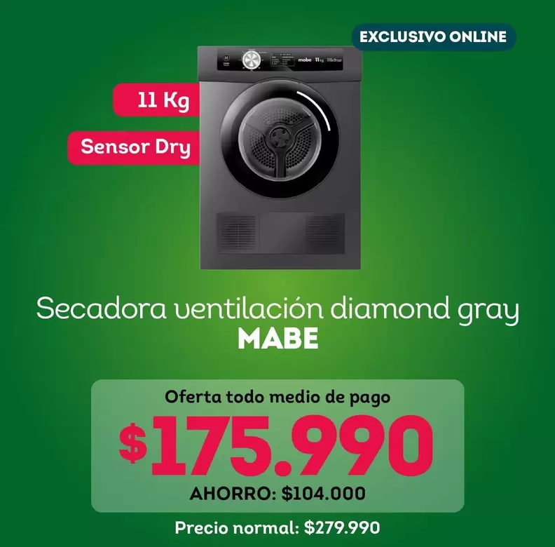 Mabe - Secadora Ventilacion Diamond Gray