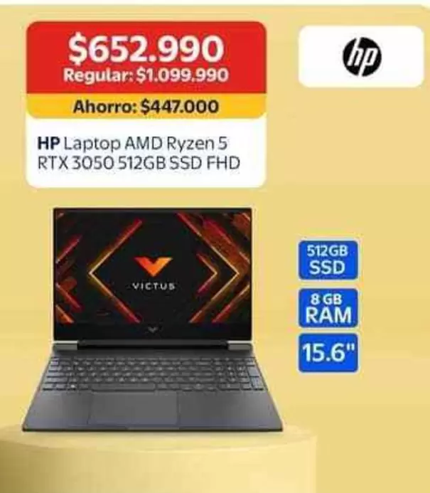 HP - Laptop Amd Ryzen 5 RTX3050 512GB SSD FHD