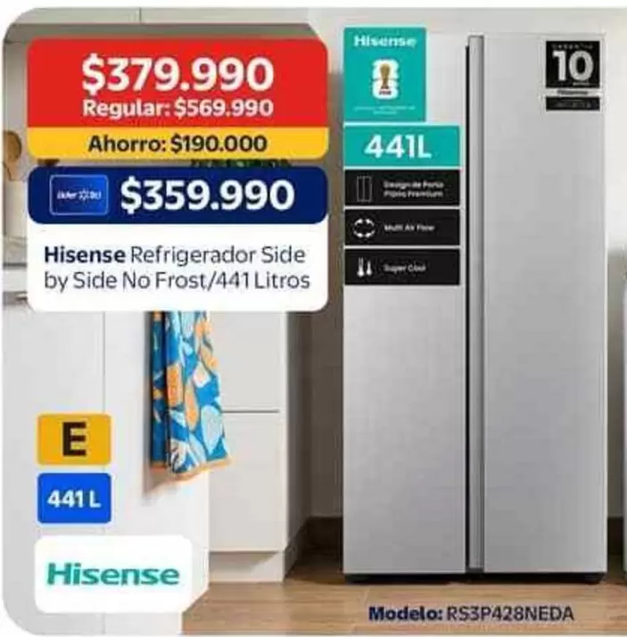 Hisense - Refrigerador Side By Side No Frost/441 Litros