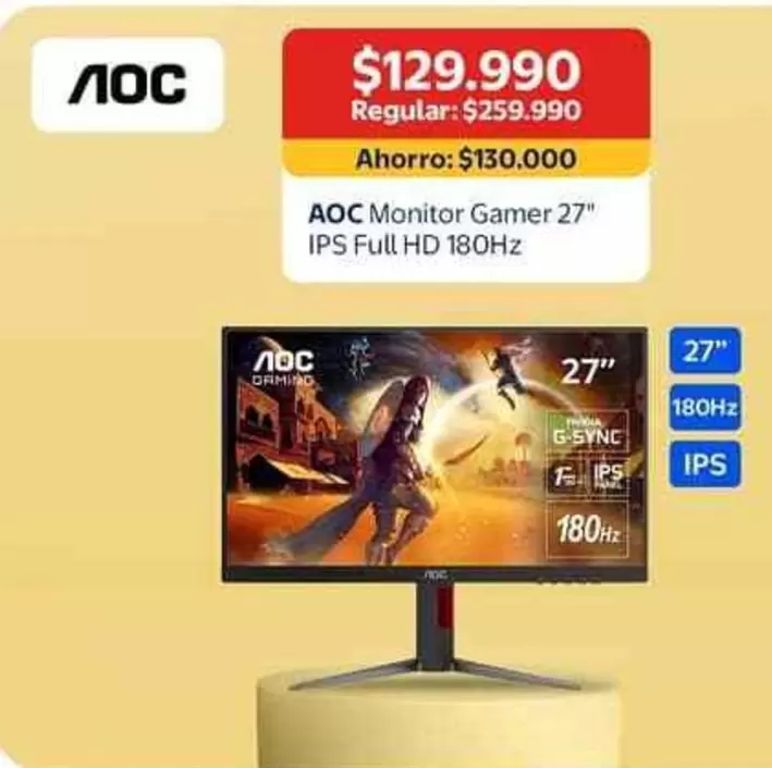AOC -  Monitor Gamer 27'' IPS Full HD 180H2