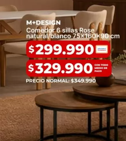 Comedor & Sillas Rose Natural/blanco