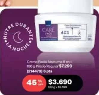 Care+ - Crema Facial Nocturna 8 On 1 160 G Frecio Regular