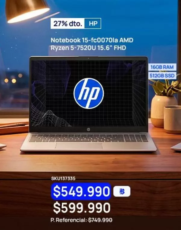 HP - Notebook 15: Fc0070la Amd Ryzen 5-7520u 15.6 Fhd