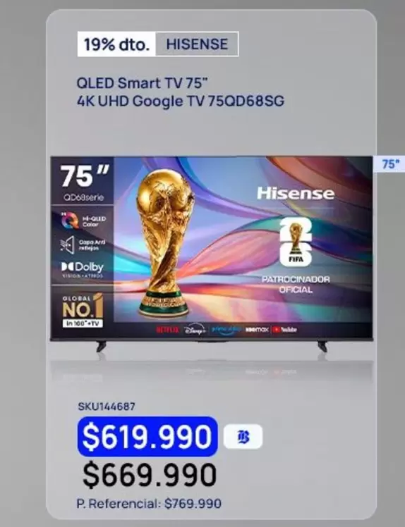Hisense - Qled Smart Tv 75" 4k Uhd Google Tv 75qd68sg