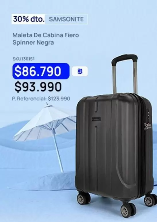 Samsonite - Maleta De Cabina Fiero Spinner Negra