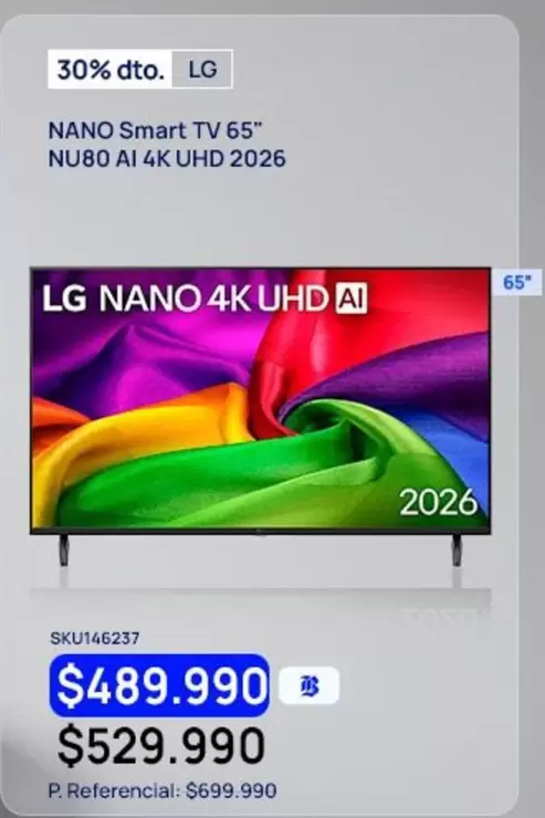 LG - Nano Smart Tv 65" Nu80 Ai 4k Uhd 2026