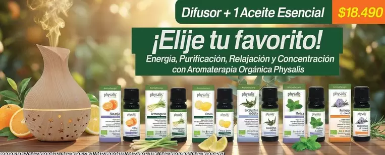 Bio - Difusor + 1 Aceite Esencial
