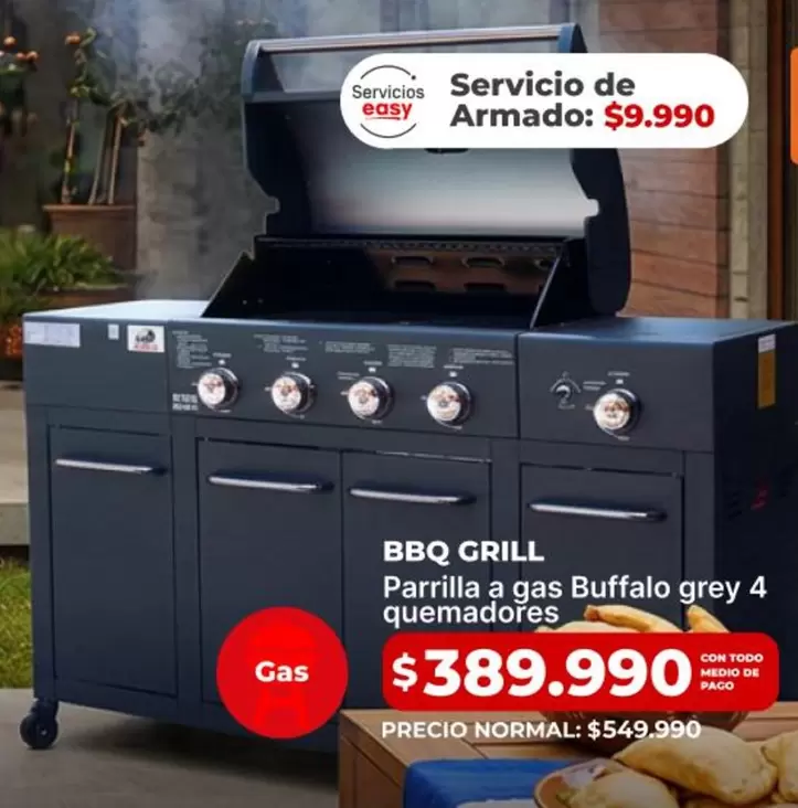 Parrilla A Gas Buffalo Grey 4 Quemadores