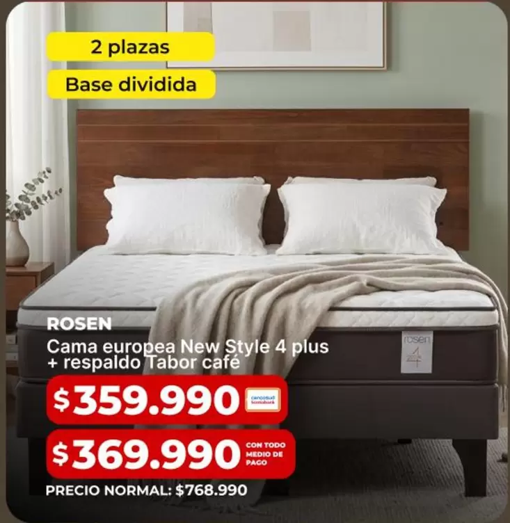 Rosen - Cama Europea New Style 4 Plus + Respelado Tab Tab