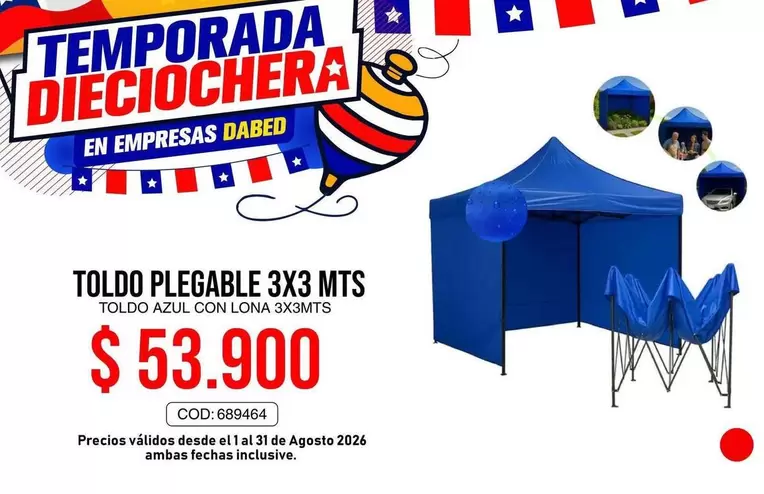 MTS - Toldo Plegable 3x3 Mts