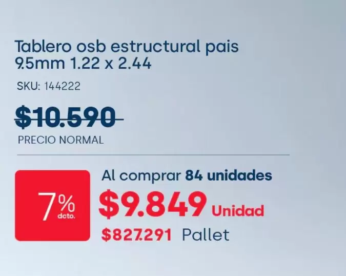Tablero Osb Estructural Pais 9.5mm 1.22 X 2.44