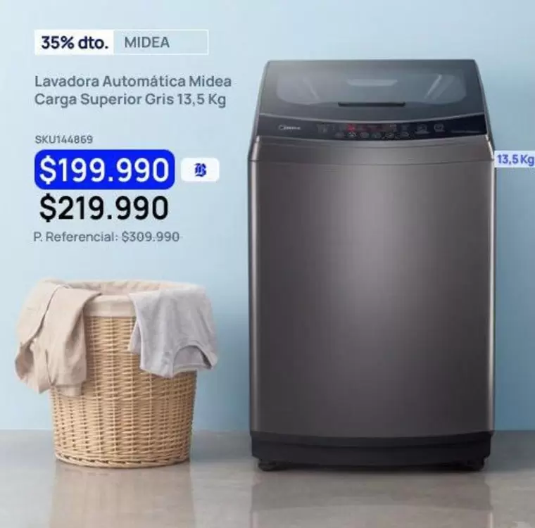 Midea - Lavadora Automatica Carga Superior Gris
