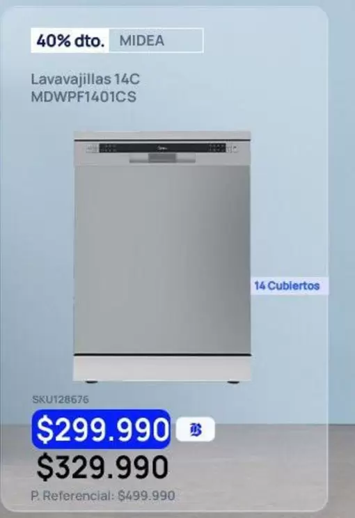 Midea - Lavavajillas Mdwpf1401cs