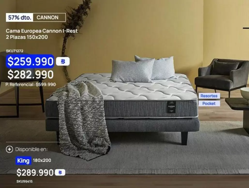 king - Cama Europea Cannon-I-Rest 2 Plazas