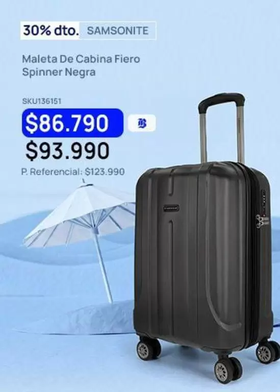 Samsonite - Maleta De Cabina Fiero Spinner Negra