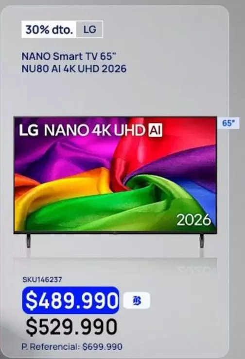 LG - Nano Smart Tv 65" Nu80 Ai 4k Uhd 2026