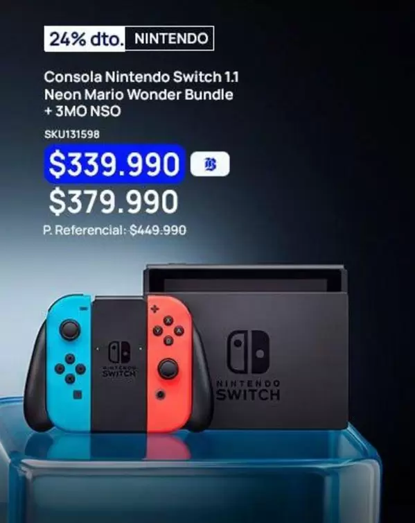 Consola Switch 11 Neon Mario Wonder Bundle + 3MO Nso