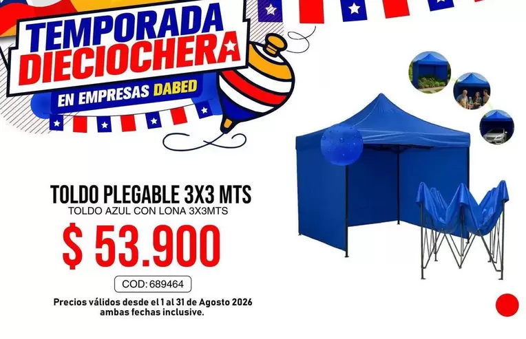 MTS - Toldo Plegable 3x3 Mts