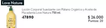 Natur - Loción Corporal Suzivizante Con Platano Organico Y Aceite De Mcadamia Love e