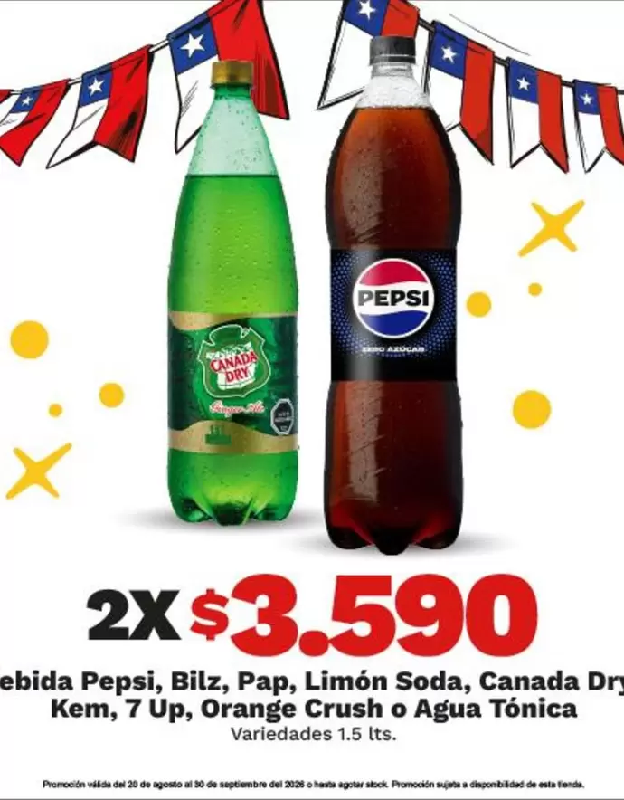 Pepsi - Bebida , Bilz, Pap, Limon Soda, Canada Dry Oragne O Agua Tónica