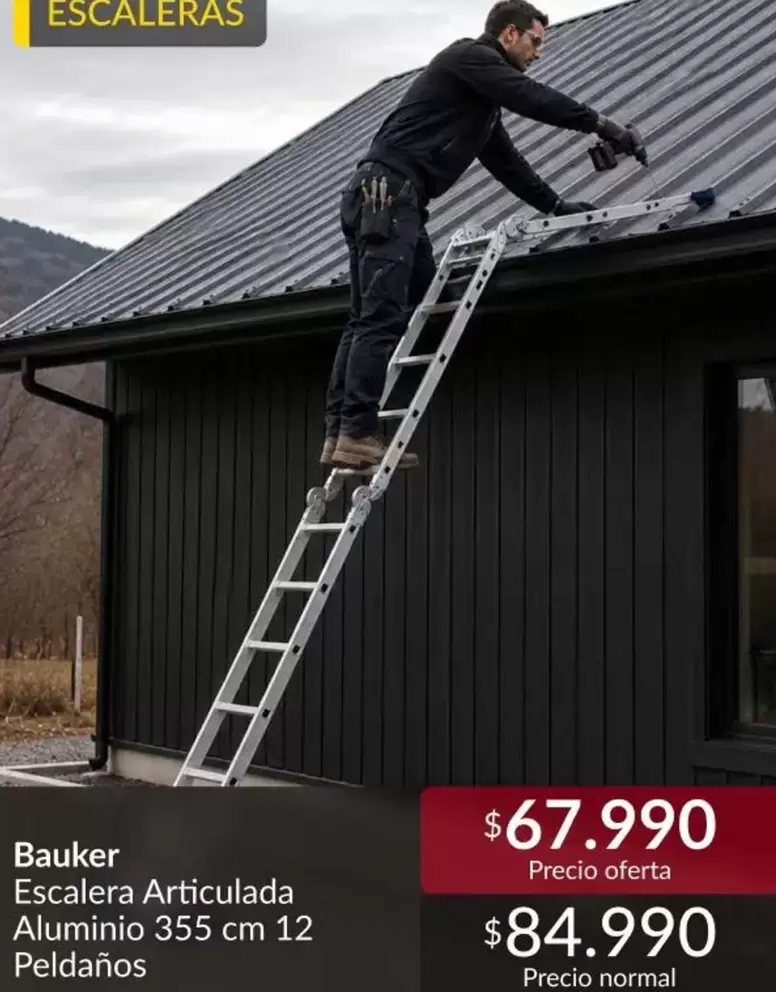 Bauker - Baulker Escalera Articulada Aluminio 35cm 12 Pediaños