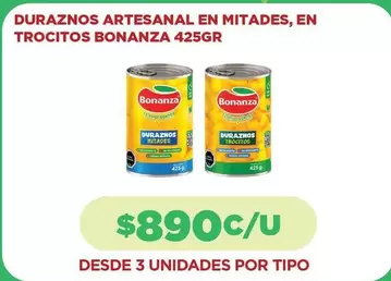 Bonanza - Duraznos Artesanal En Mitades, En Trocitos