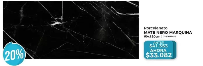 Porcelanato Mate Nero Marquina