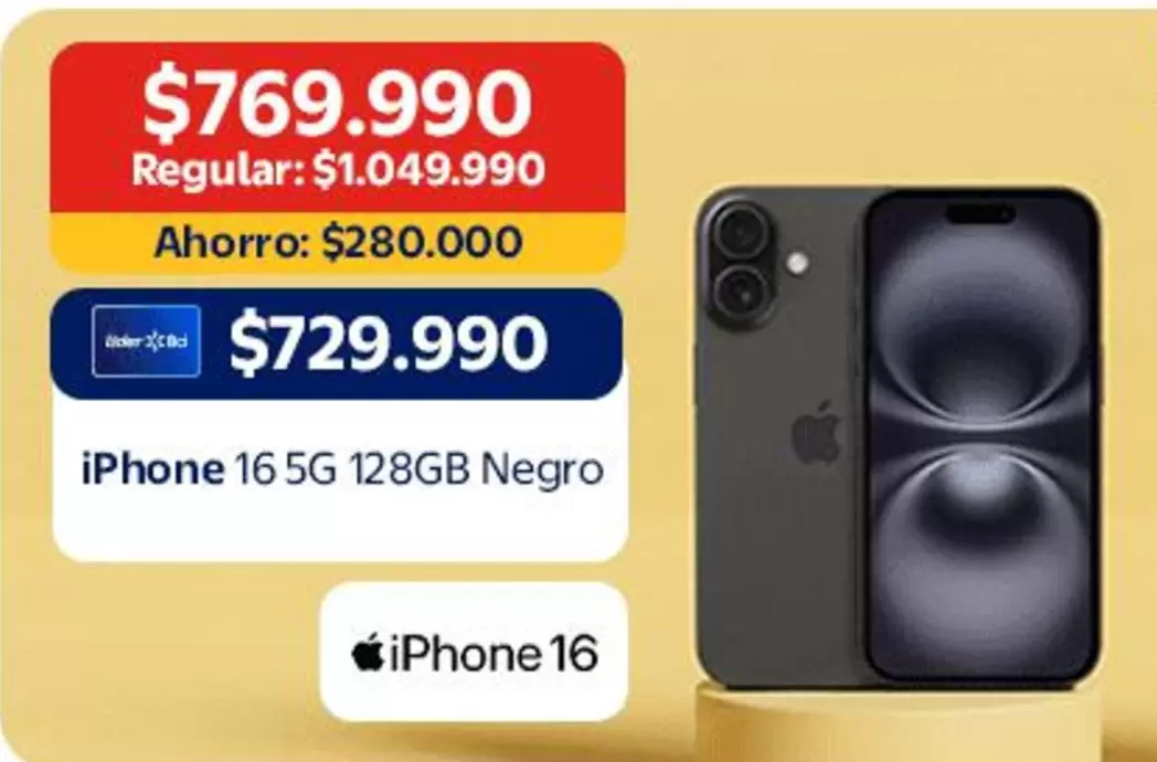 Iphone 16 5G 128GB Negro