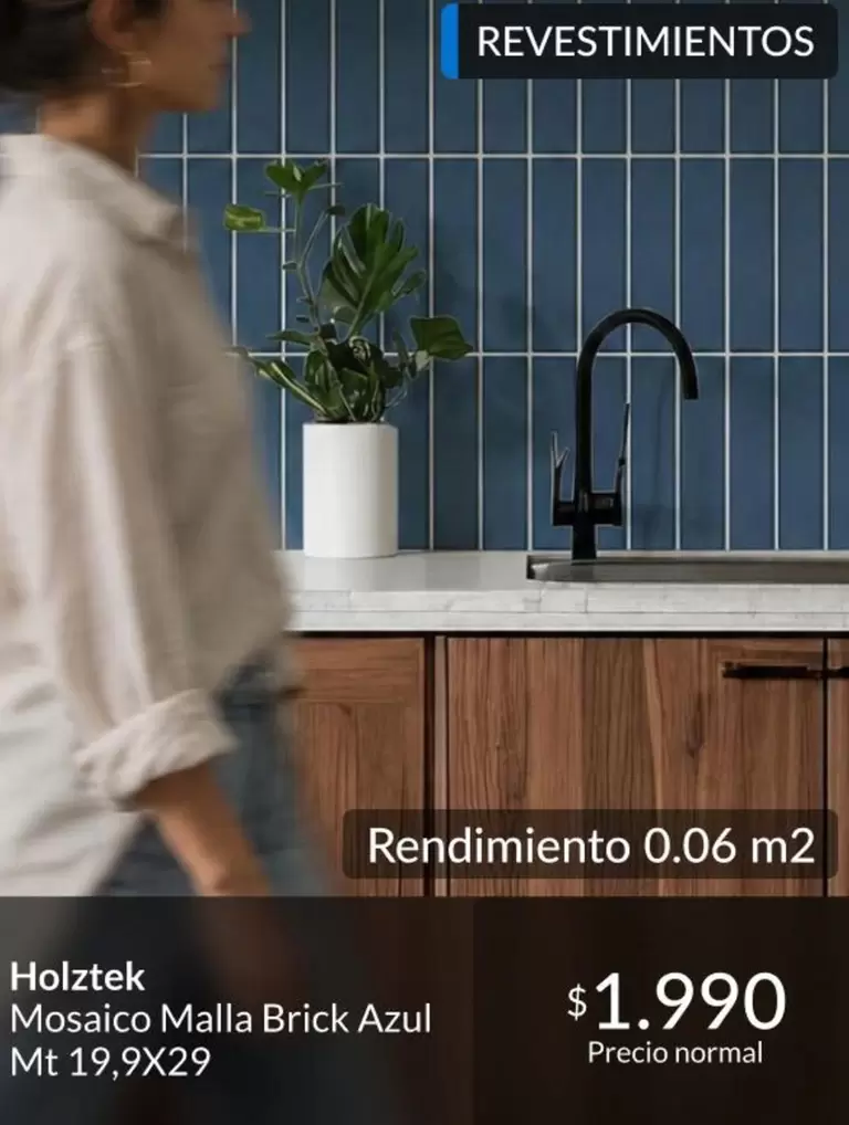 Holztek - Mosaico Malla Brick Azul