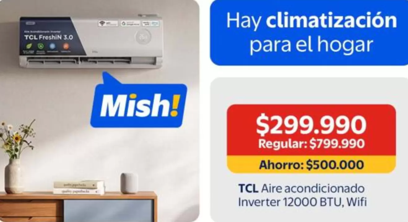 TCL - Aire acondicionado inverter 12000 BTU, Wifi